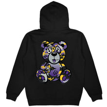 Load image into Gallery viewer, Purple &amp; Gold Camo Front/Back Wicked Bear Hoodie - Black
