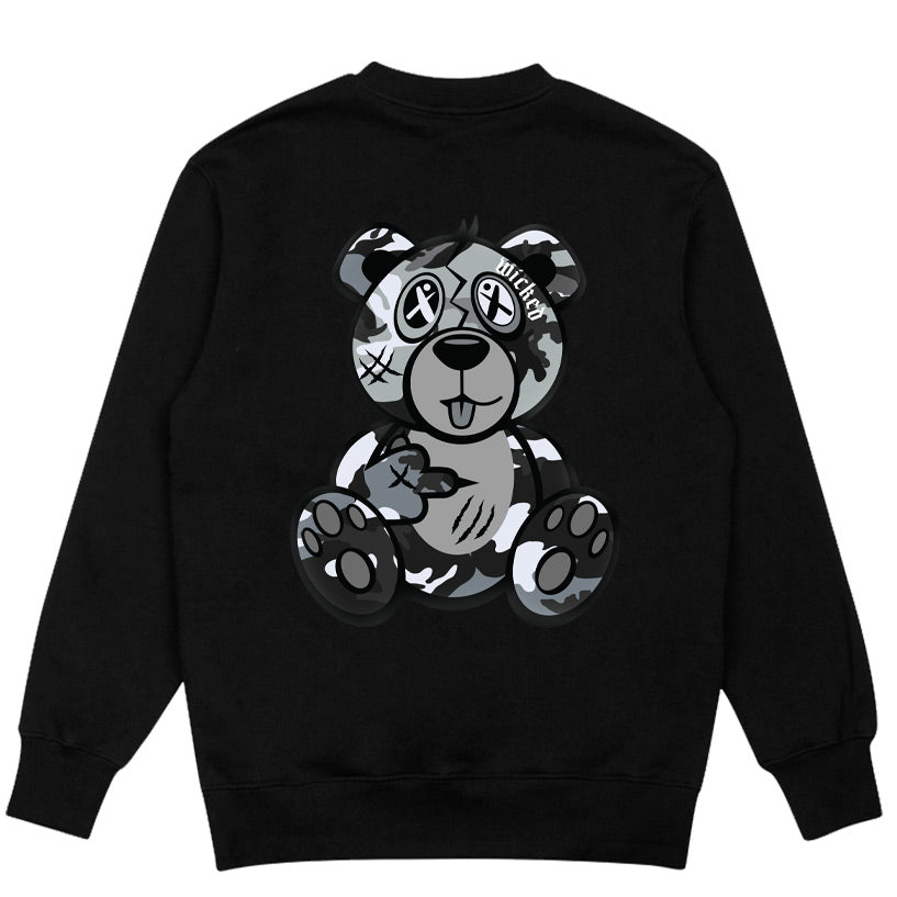 Gray Camo Wicked Bear Crewneck Sweatshirt - Black