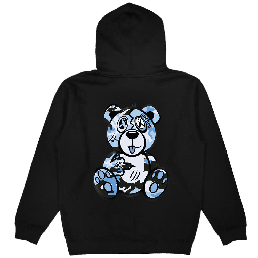 Sky Blue Camo Front/Back Wicked Bear Hoodie - Black